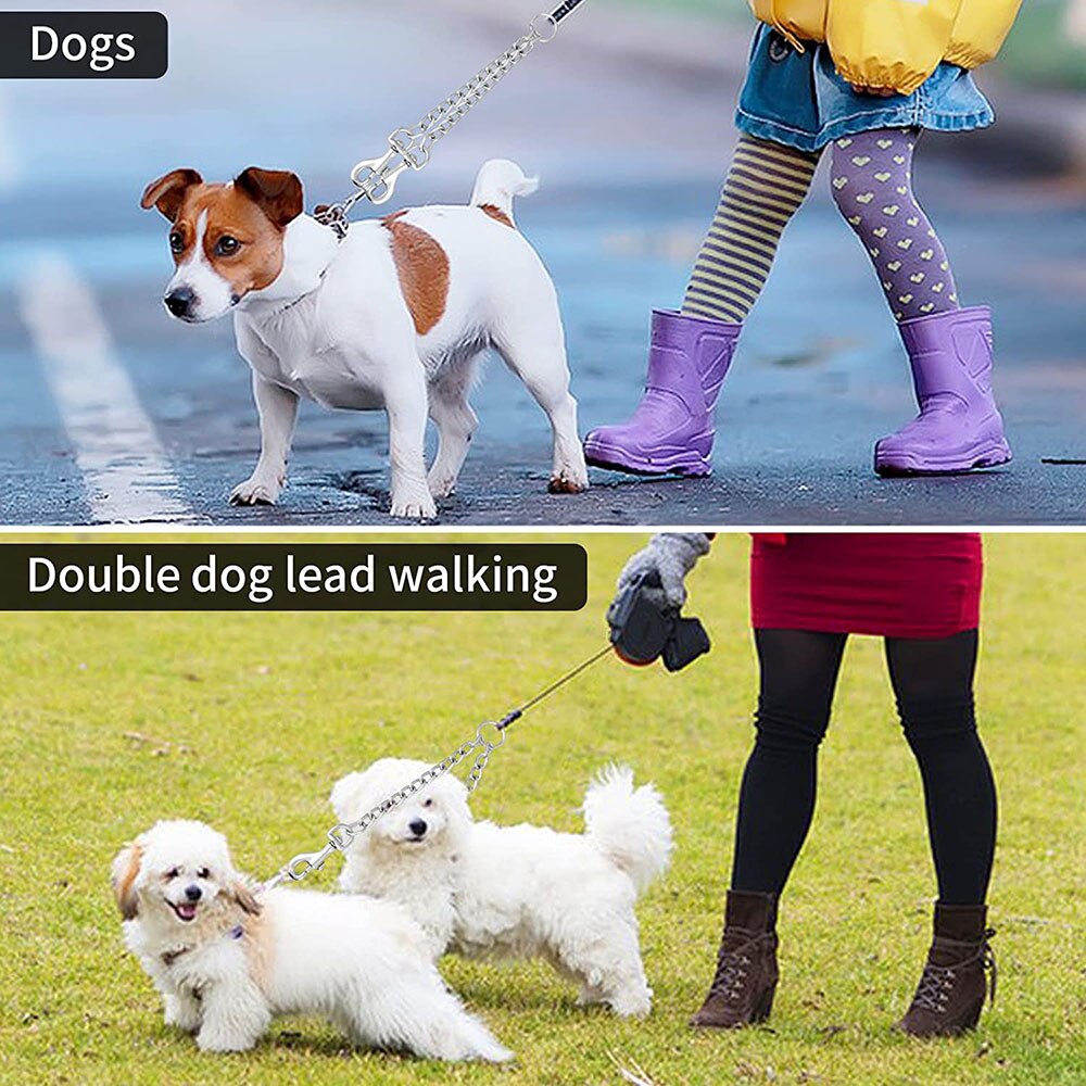 Durable Metal Double Dog Lead | Chew Proof
