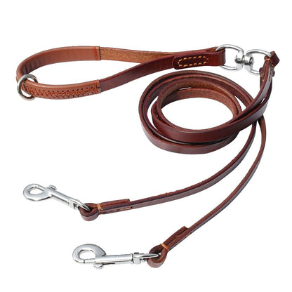 Double Dog Leash Leather | No-Tangle Design