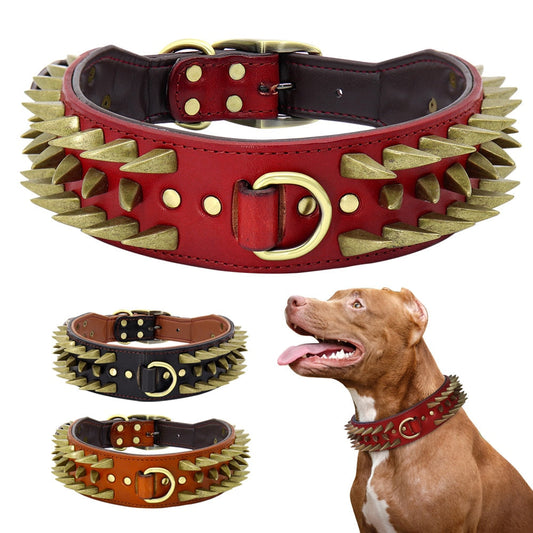 Spiked Studded Leather Dog Collar | L - XL