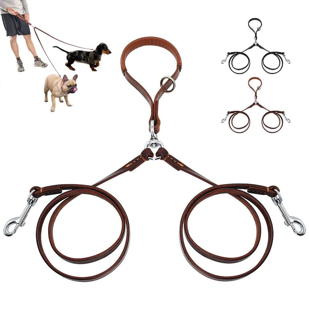Double Dog Leash Leather | No-Tangle Design