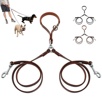 Double Dog Leash Leather | No-Tangle Design