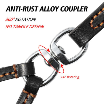 Double Dog Leash Leather | No-Tangle Design