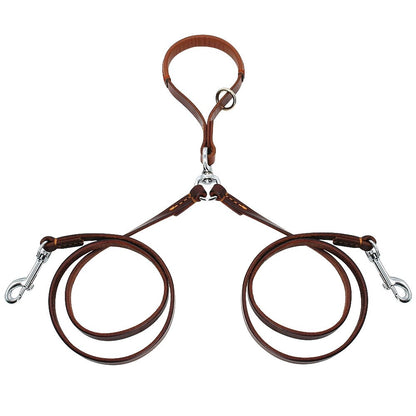 Double Dog Leash Leather | No-Tangle Design