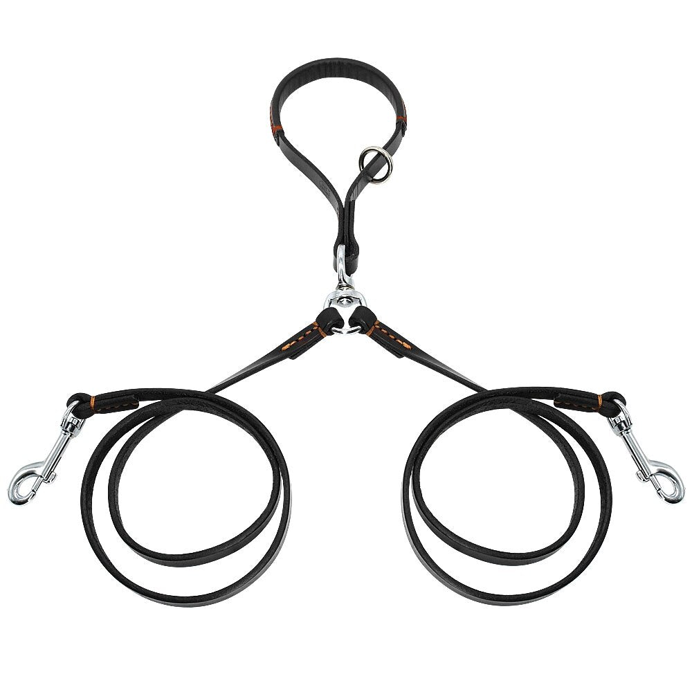 Double Dog Leash Leather | No-Tangle Design