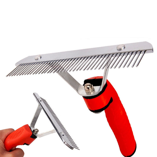 Extra-Large Pet Rake Comb | Rubber Handle