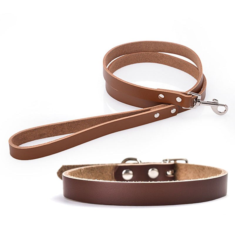 Leather Dog Collar & Leash Set | Adjustable