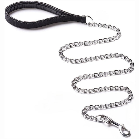 Heavy Duty Metal Chain Dog Leash with Padded Handle