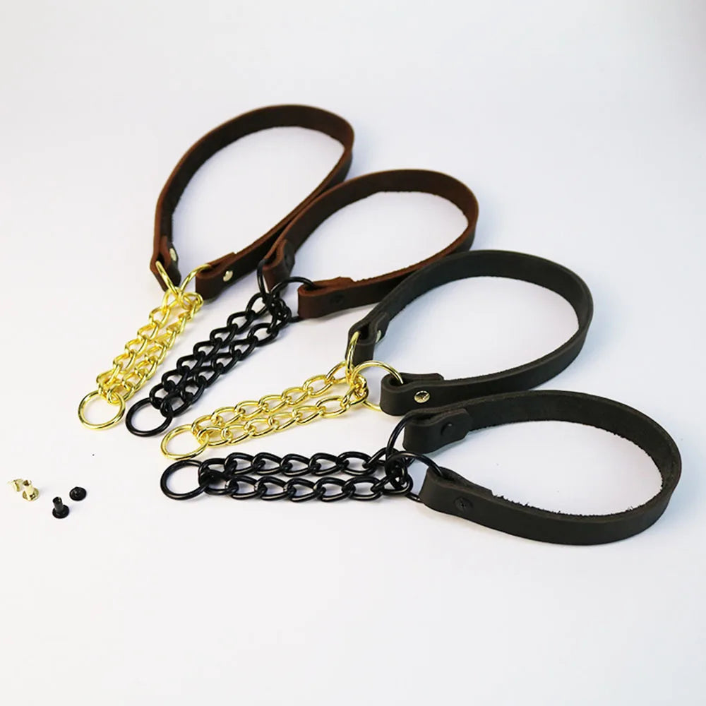 No Pull Leather Martingale Dog Collar