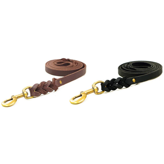 Soft Real Leather Dog Leash | Braided Design