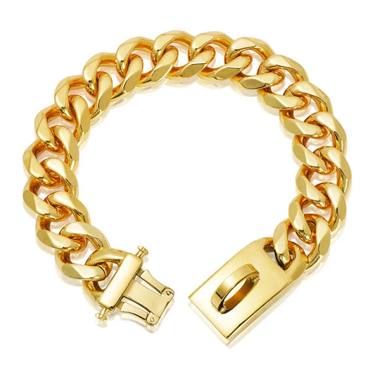 Large Dog Chain Collar | 19mm Gold Buckle