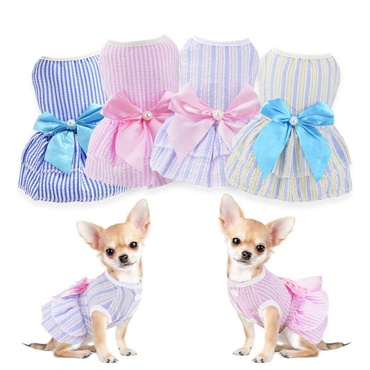 Summer Gingham Dog Dress with Bow