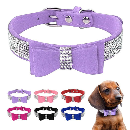 Sparkling Bowknot Rhinestone Dog Collar