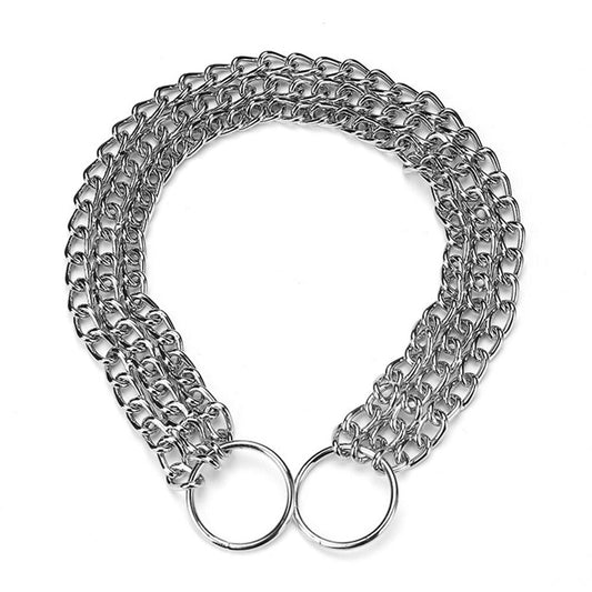 3-Row Stainless Steel Dog Chain Collar