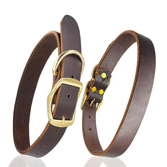 Leather Dog Collar with Heavy Duty Hardware