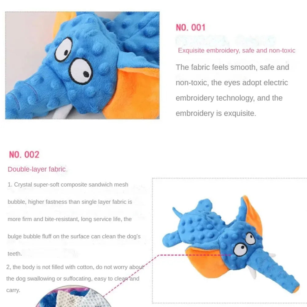 Durable No Stuffing Dog Chew Toy Elephant