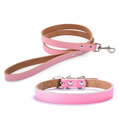 Leather Dog Collar & Leash Set | Adjustable