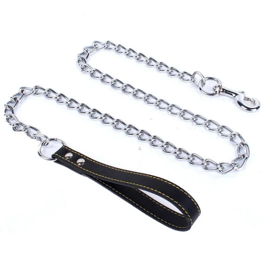 Heavy Duty Chain Dog Leash with PU Handle