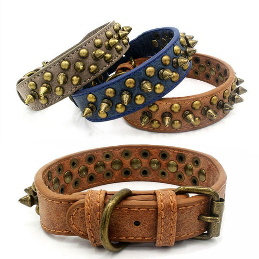 Spiked Leather Dog Collar | XS–XL