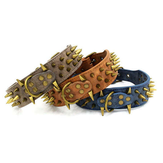 Heavy Duty Spiked Leather Dog Collar