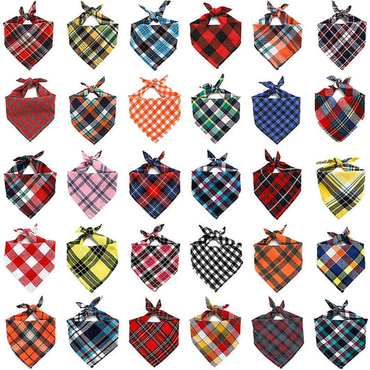 Plaid Pet Bandana | Soft Cotton