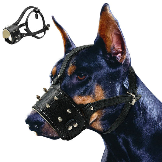 Leather Dog Muzzle | Adjustable & Spiked