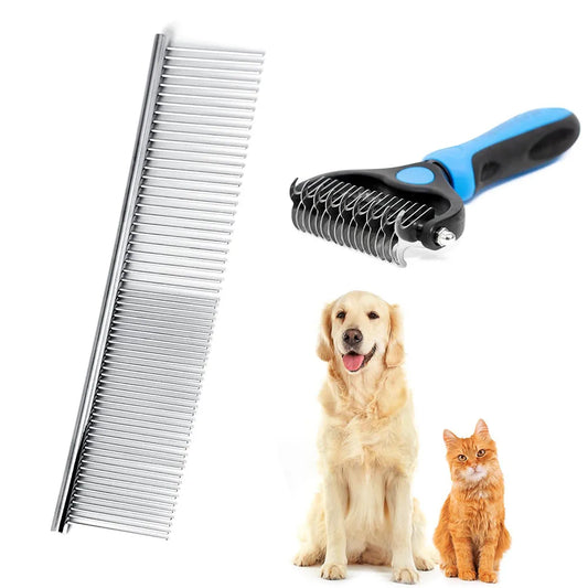 Pet Dematting Tools | 2 Pack Rake & Comb