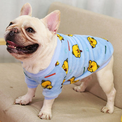 Warm Coral Fleece Dog Hoodie | Cute Print