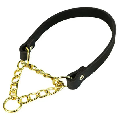 No Pull Leather Martingale Dog Collar