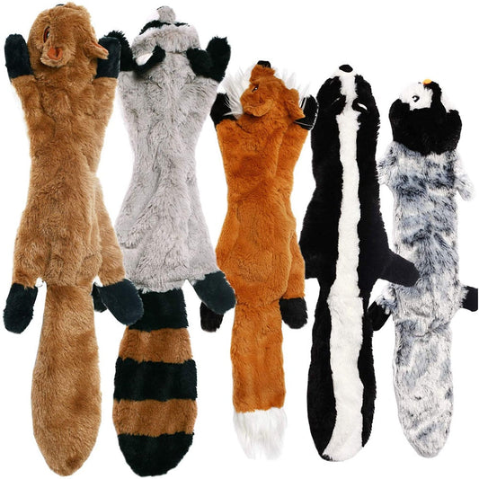 Stuffingless Animal Plush Dog Toy | Squeaky & Crinkle