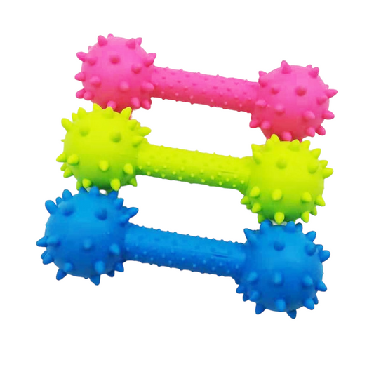 Thorn Barbell Dog Chew Toy with Bell
